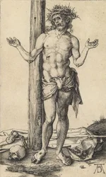Sorgernas man med utsträckta armar, ca. 1500.