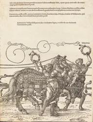 The Triumphal Chariot of Maximilian I The Great Triumphal Car [skylt 6 av 8], 1523 latinsk upplaga..