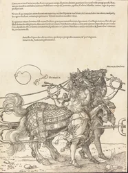 The Triumphal Chariot of Maximilian I The Great Triumphal Car [skylt 7 av 8], 1523 latinsk upplaga.