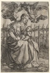 Jungfrun krönt av två änglar, 1518.