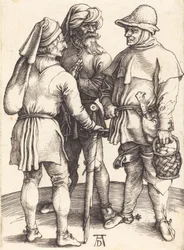 Tre bönder i samtal, ca. 1497.