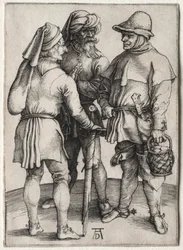 Tre bönder i samtal, ca. 1497.