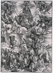 Djuret med lammhornen, figur XI, blad 13 i serien ”Uppenbarelseboken”