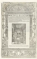 Titelsidan för Ciceros Orationes med Jodocus Badius tryckares märke, 1520.