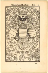 Maximilian I:s vapensköld som romersk kung [recto]; Florian Waldaufs (Waldauff) från Waldensteins vapensköld [verso]