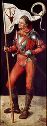 Altartavla Paumgartner: "" Saint Eustachius"" Målning av Albrecht Durer (1471-1528) 1504 ca. Sol. 157x61 cm München, Alte Pinakothek