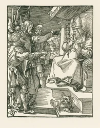 Kristus inför Kajafas, ca 1508-09 (träsnitt)