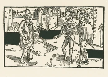 Davus, Pamphilus och Charinus, ca 1492-93 (träsnitt)