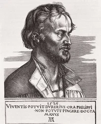 MELANCHTON, Philipp Schwarzerd, kallad (1497-1560). Teolog och Luthers medarbetare (gravyr)