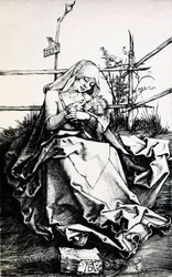 Madonna och barn i ett staket (gravyr på koppar)