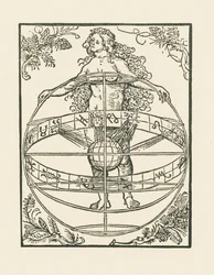 Naken kvinna med zodiaken, ca 1502-03 (träsnitt)