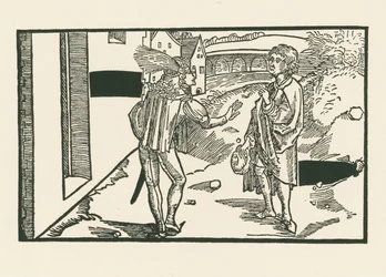 Phaedria och Parmeno, ca 1492-93 (träsnitt)