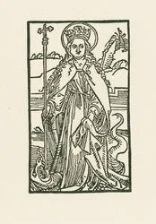 Saint Margaret. Illustration till Hortulus Anime. Tryckt av Michael Furter, Basel