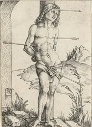 Sankt Sebastian bunden till en kolumn, ca 1499