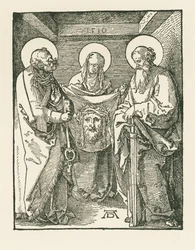 Den heliga Veronika mellan Sankt Peter och Sankt Paul - Den heliga Veronikas sudarium