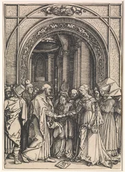 The Troloving of the Virgin från: The Life of the Virgin, c.1504-05 (träsnitt på lagt papper)