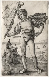 Den burgundiska fanbäraren, ca. 1500 (gravyr)