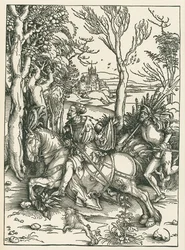 Riddaren och landsknekten, ca 1496 (träsnitt)