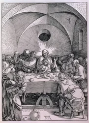 Den sista måltiden från serien "Great Passion", publicerad i. 1511 (träsnitt)