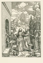 Besöket - Heliga Maria besöker Heliga Elisabeth, ca 1503-04 (träsnitt)