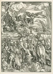 Babylons sköka. Johannes Uppenbarelsebok, ca 1496-97 (träsnitt)