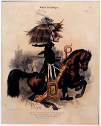 Tecknad film föreställande kompositören Franz Liszt (1811-1886) av Alcide Joseph Lorentz (1813-1858) från ""Dolatiska spegeln"" 1842 Paris, Musee Carnavalet