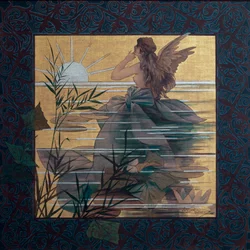 Komposition med en bevingad nymf vid soluppgången - Målning av Alexandre de Riquer i Ynglada (1856-1920)