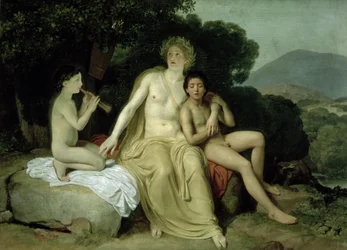 Apollon med Hyakinthos och Kyparissos som sjunger och spelar, 1831-34