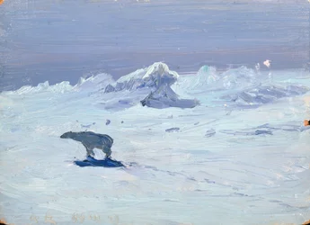En isbjörn på jakt i månbelyst natt, 1899