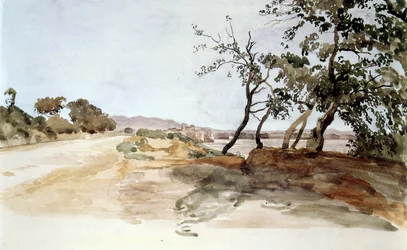 Italiensk landsbygd, akvarell av Alexander Ivanov (1806-1858), rysk målare