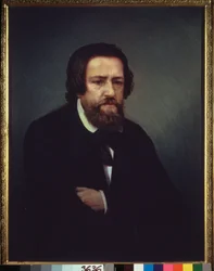 Porträtt av konstnären Alexander Ivanov (1806-1858). Målning av Sergei Petrovich Postnikov (1825-1880), olja på duk. Rysk konst från 1800-talet. Statens Tretjakovgalleri, Moskva.