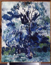""Landsbygden. Under trädet"" Målning av Alexander Davidovich Drevin (1889-1938) 1923 Regional Art Museum, Kaluga