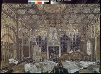 Dekorpreparatoire för stycket ""Othello"" av William Shakespeare (1564-1616) (Scenografi för pjäsen Othello av William Shakespeare) - Peinture de Alexander Yakovlevich Golovin (Alexandre Golovine) (1863-1930), tempera sur bois
