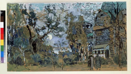 Förberedelseuppsättning för operan The Pskovitaine (Jungfrun från Pskov) av Nicholas Rimsky Korsakov (Rimsky-Korsakov) (1844-1908) ( Scenografi för operan Pskov Maiden, av N.Rimsky Korsakov (Rimsky-Korsakov). Verk av Alexander Yakvlevic