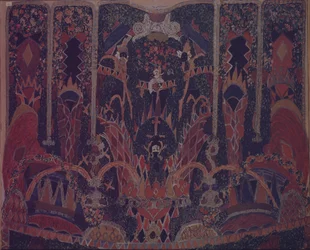 Design av maskeradgardin för teaterpjäsen Maskeraden av M. Lermontov, 1917