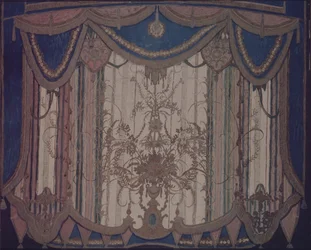 Design av gardin för teaterpjäsen Maskeraden av M. Lermontov, 1917