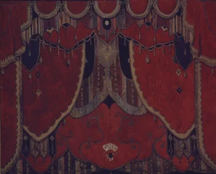 Design av huvudridån för teaterpjäsen Maskeraden av M. Lermontov, 1917
