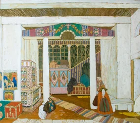 Scenografi för pjäsen Stormen, av Alexander Ostrovsky, 1916.
