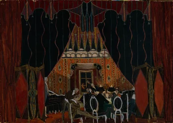 Scenografi för teaterpjäsen Maskeraden av M. Lermontov, 1917