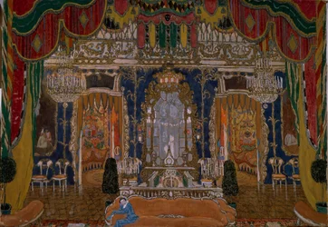Scenografi för teaterpjäsen Maskeraden av M. Lermontov, 1917
