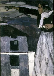 Kvinna i grått (olja på duk)