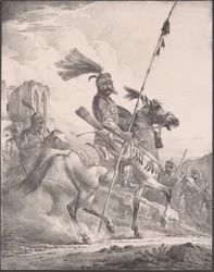 Kurd i militär rustning till häst, 1819., 1819.