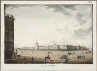 Amiralitetet i Sankt Petersburg - Alexander Pavlovich Bryullov (1798-1877). Litografi, akvarell