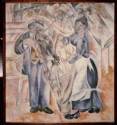 Musikerna. Målning av Alexander Vasilyevich Shevchenko (Alexander Shevchenko) (1883-1948), olja på duk