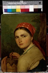 En bondflicka - Målning av Alexei Gavrilovich Venetsianov (1780-1847), olja på duk, cirka 1824, rysk konst