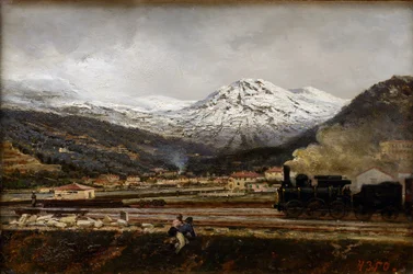 Bergslandskap av Alexei Petrovich Bogolyubov (Bogoliubov ou Bogolioubov) (1824-1896)