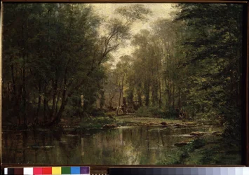 ""Landskapet av La Veules (eller Veulles) i Normandie"" Målning av Alexei Petrovich Bogolyubov (Bogoliubov eller Bogolioubov) (1824-1896) 1871 Statliga Tretyakov Gallery, Moskva