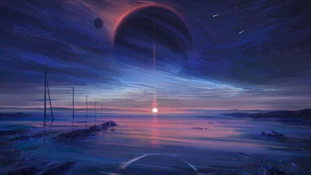Solnedgång över det kosmiska havet