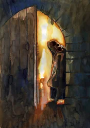 En munk i ett spökat slott Illustration av Alessandro Lonati