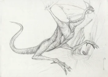 Fantastic Creature: A Dragon Pencil Sketch av Alessandro Lonati